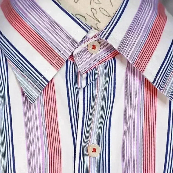 Robert Talbott Carmel Button Down Shirt Large Mens Red/Blue/ Purple 100% Cotton - Picture 2 of 12